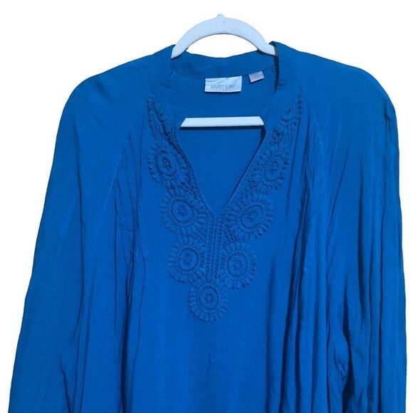 Avenue Womens Plus Size 22 24 Blue Asymmetrical Tunic Top Blouse - Picture 2 of 8